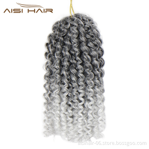 Aisi Hair Ombre Grey Blonde Purple Brown Synthetic Marly Braiding Hair Extensions Afro Curly Crochet Hair Braids for Women